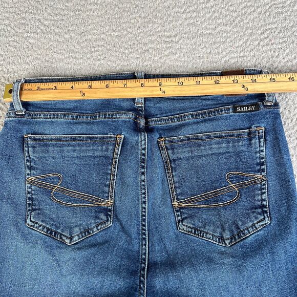 Wide Leg Flare Jeans Womens 31 Blue Distressed Stretch  Mid Rise 30x32 Sailey - Picture 8 of 13